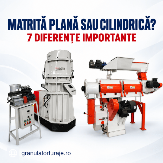 Granulator cu matriță plană și granulator cu matriță cilindrică pentru furaje